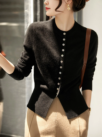 Women's Knitted Cardigan with Slit