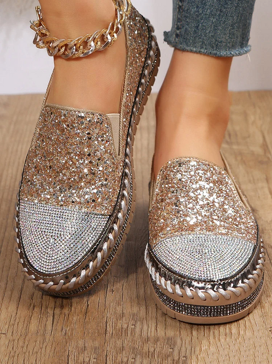 Sequined One-Step Loafers