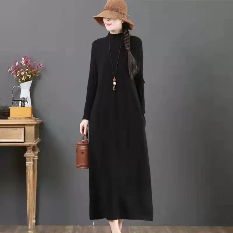 Elegant High Neck Long Sleeve Long Dresses