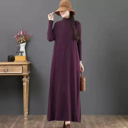 Elegant High Neck Long Sleeve Long Dresses