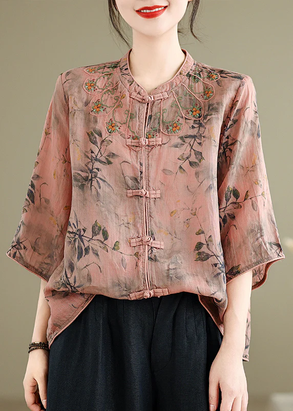 Women's Plus Size Printed Button Down Shirt Spring