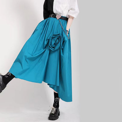 Elegant Irregular Flower Embellished Half-body Skirt