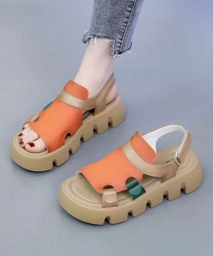 Casual Open Toe Buckle Strap Patchwork Thick Sandals