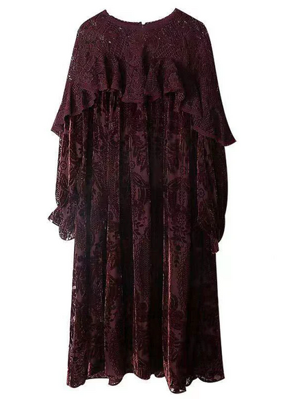 French lace jacquard patchwork velvet dress