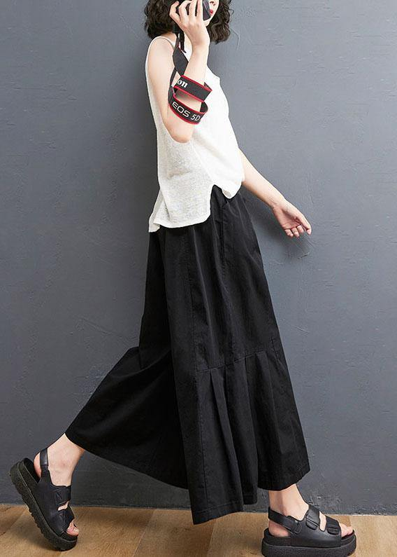 Casual Pocket Wide Leg Cotton Pants