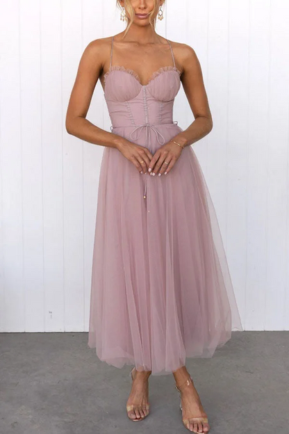 Chiffon Halter Party Extra Long Dress