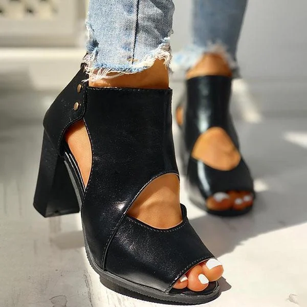 Fashion Open Toe Cutout Ankle Boots