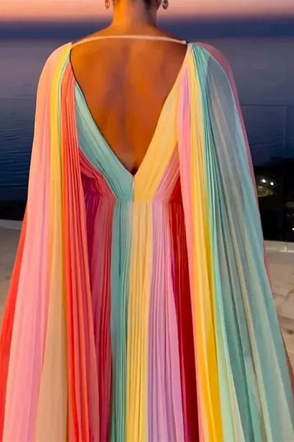 Elegant colorful V-neck dress