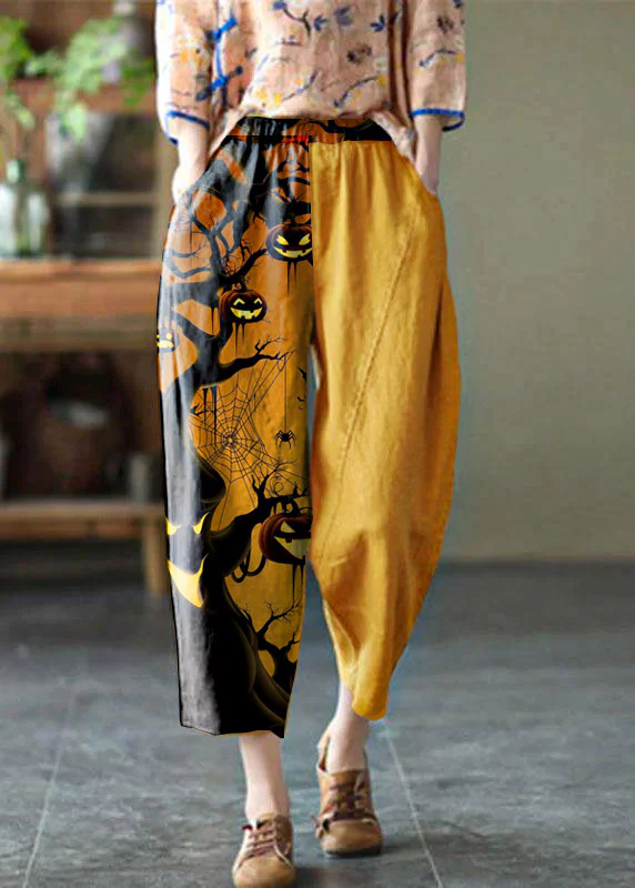 Large size linen harem trousers