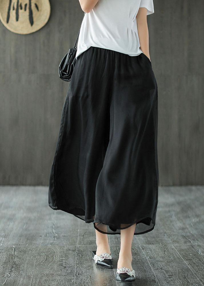 Handmade elastic waist vintage wide leg pants