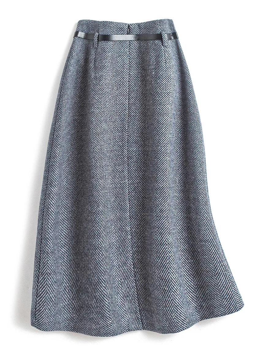 High-waisted wool A-line skirt