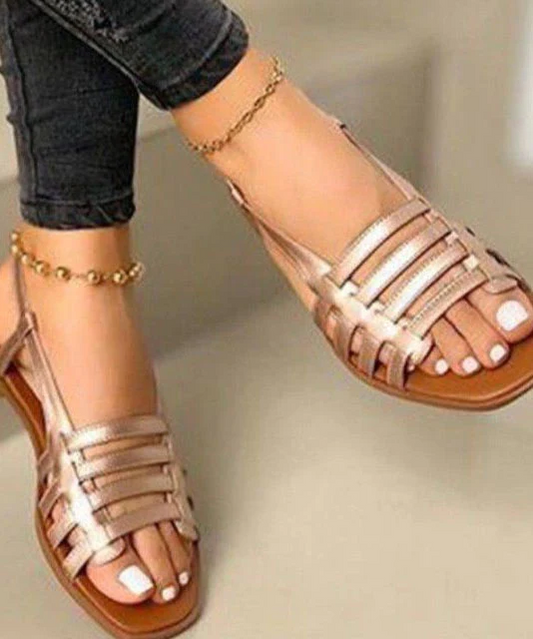 Patchwork Open Toe Hollow Out Hop Walking Beach Sandals