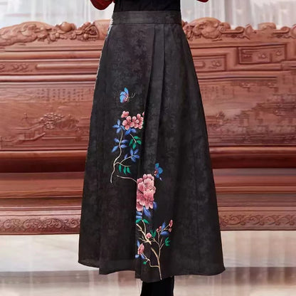 Elegant Printed Floral Pleated Skirt