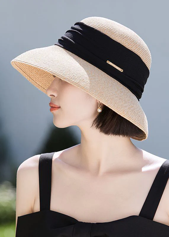 Bohemian Beige Large Brim Straw Sun Protection Soft Sun Hat