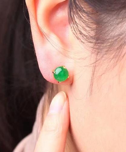 Vintage Sterling Silver and Jade Earrings