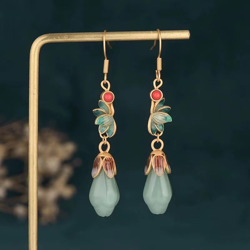 Chic Magnolia Jade Earrings