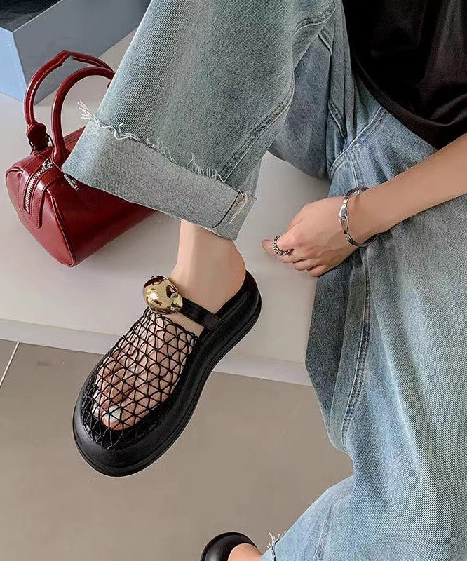 Metal cutout breathable mesh sandals