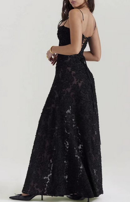 Black Sheer Lace Long Dress Gowns Dresses