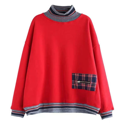 Loose High Neck Padded Long Sleeve Sweatshirt