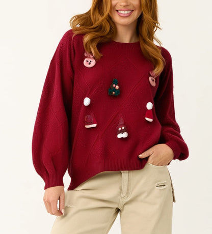 Geometric Red Pullover Sweater